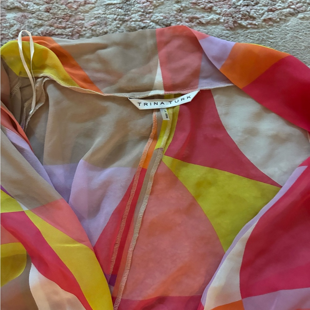 Colorful 100% Silk Trina Turk Wrap - Picture 4 of 8